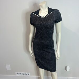 Sporty and Chic Charcoal grey Midi Dress with black and silver stripes ❤️XS